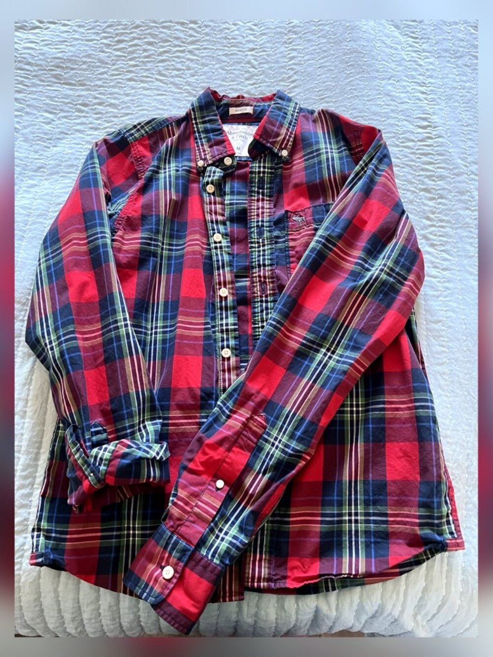 Abercrombie & Fitch Plaid Button Down Muscle Fit Shirt M